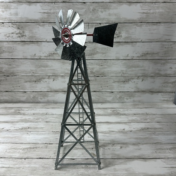 VINTAGE WINDMILL 17" MODEL GALVANIZED STEEL Train Village - Picture 2 of 5